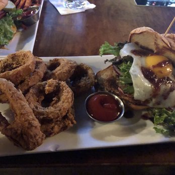 The Fork n Cork - Burger and onion rings - New American Near Me - Wilmington, North Carolina The Fork n Cork - Burger and onion rings - New American Near Me - Wilmington, North Carolina