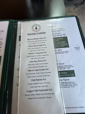 Menu photo 6 Shaver Lake Pub N Grub Shaver Lake, CA