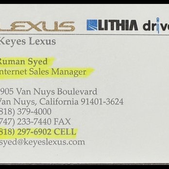Keyes Lexus - Business Card - Car Dealers Near Me - Van Nuys, California Keyes Lexus - Business Card - Car Dealers Near Me - Van Nuys, California
