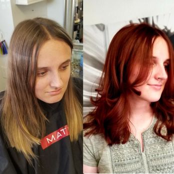 Cut and Color by Lionel - Before and after of Danika as a new red head! - Blow Dry/Out Services Near Me - Phoenix, Arizona Cut and Color by Lionel - Before and after of Danika as a new red head! - Blow Dry/Out Services Near Me - Phoenix, Arizona