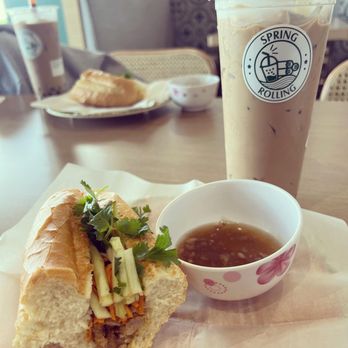 Spring Rolling - Delicious Banh Mi and Royal Milk Tea with Mango Jelly - Salad Near Me - Magnolia, Texas