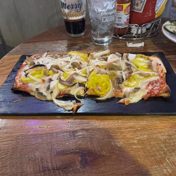 The Pub in the Park - Italian Flatbread. (with onion, mushroom, and banana peppers) - Irish Pub Near Me - Swissvale, Pennsylvania