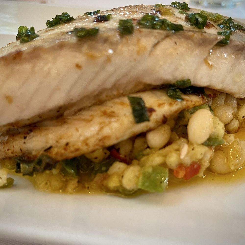 D'Floret - Sautéed Rouget Barbet, Tuscan Bean Salad, Apple Salsa - New American Near Me - Lambertville, New Jersey D'Floret - Sautéed Rouget Barbet, Tuscan Bean Salad, Apple Salsa - New American Near Me - Lambertville, New Jersey