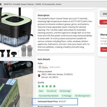 Nellis Auction - Look at their estimated retail price! $133.27, bid won at $35 plus the additional fees and taxes, so paid over $40 for it. - Estate Liquidation Near Me - Denver, Colorado Nellis Auction - Look at their estimated retail price! $133.27, bid won at $35 plus the additional fees and taxes, so paid over $40 for it. - Estate Liquidation Near Me - Denver, Colorado