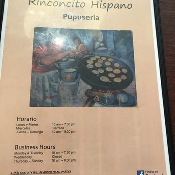 Pupuseria Rinconcito Hispano - Menu - Salvadoran Near Me - Des Plaines, Illinois Pupuseria Rinconcito Hispano - Menu - Salvadoran Near Me - Des Plaines, Illinois