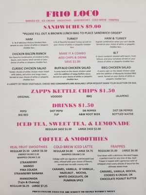 Menu photo 6 Frio Loco Crystal Beach, TX