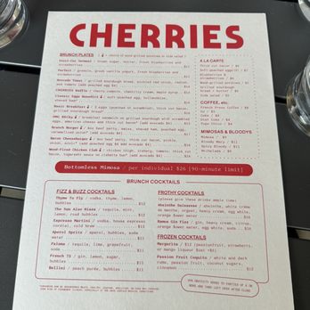 Cherries - Brunch menu as of 1/21/24 - Bars Near Me - Nashville, Tennessee Cherries - Brunch menu as of 1/21/24 - Bars Near Me - Nashville, Tennessee