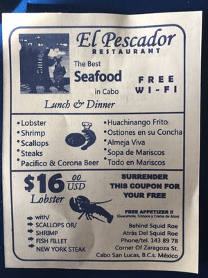 Menu photo 4 El Pescador San Lucas, CHP