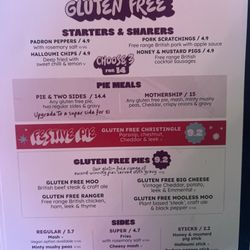 Pieminister - Gluten free menu perfect for me