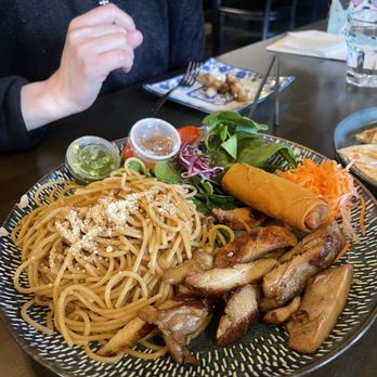 Amazing Basil - Garlic noodle and grilled chicken :-))) another plate. Looking at consistency - Asian Fusion Near Me - Fremont, California Amazing Basil - Garlic noodle and grilled chicken :-))) another plate. Looking at consistency - Asian Fusion Near Me - Fremont, California