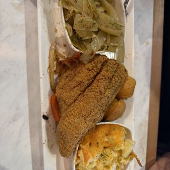 Kiss My Gritz - One piece fried cat fish, cabbage and macaroni and cheese - Coffee & Tea Near Me - Fairburn, Georgia
