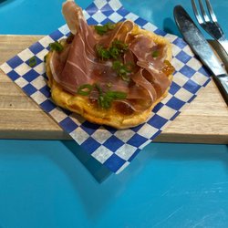 WaffleBeast - The Sphinx waffle with fig jam, prosciutto, and scallions