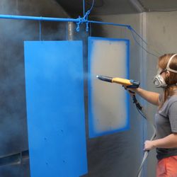 Powder Coating Services Of Michigan - Powder coating ballistic shields blue