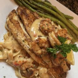 Chef Soule Private Chef & Catering - Blackened Redfish Seafood Pasta Asparagus