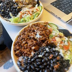 Rancho Avocado - Birria Burrito Bowl (top) and Al Pastor Burrito Bowl (bottom)