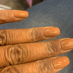 Pink Nail Spa - Visiting... I asked for a color change. This is after I asked him to start over.