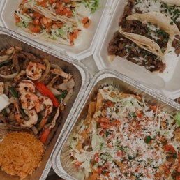 Shrimp tacos Steak tacos Nachos with steak Mixed combo fajita