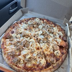 Blaze Pizza - 11 inch Pizza with sausage and chicken and of course cheese