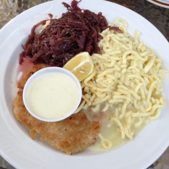 The Forester  - Wienerschnitzel with spaetzel and red cabbage - German Near Me - Camino, California