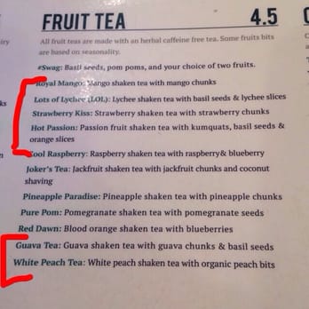 Roasting Water - The post popular drinks in the tea section. Go for the white peach tea, was a lot more fruited than the lol!! - Coffee & Tea Near Me - Westminster, California