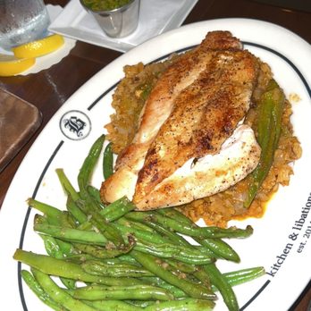 Bosscat Kitchen & Libations - CAJUN BRICK CHICKEN. Rice was a bit salty but green beans were good. Chicken was dry - New American Near Me - Houston, Texas Bosscat Kitchen & Libations - CAJUN BRICK CHICKEN. Rice was a bit salty but green beans were good. Chicken was dry - New American Near Me - Houston, Texas