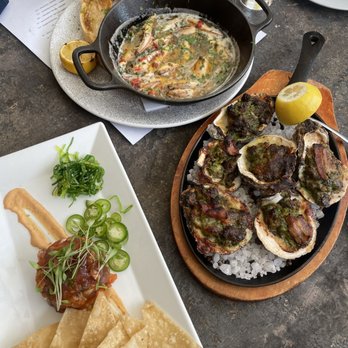 A'Bouzy - Tuna tartare, baked oysters, blue crab fingers. So good! - Champagne Bars Near Me - Houston, Texas