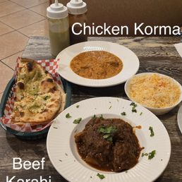 Chicken Korma and Beef Karahi Chicken Korma and Beef Karahi