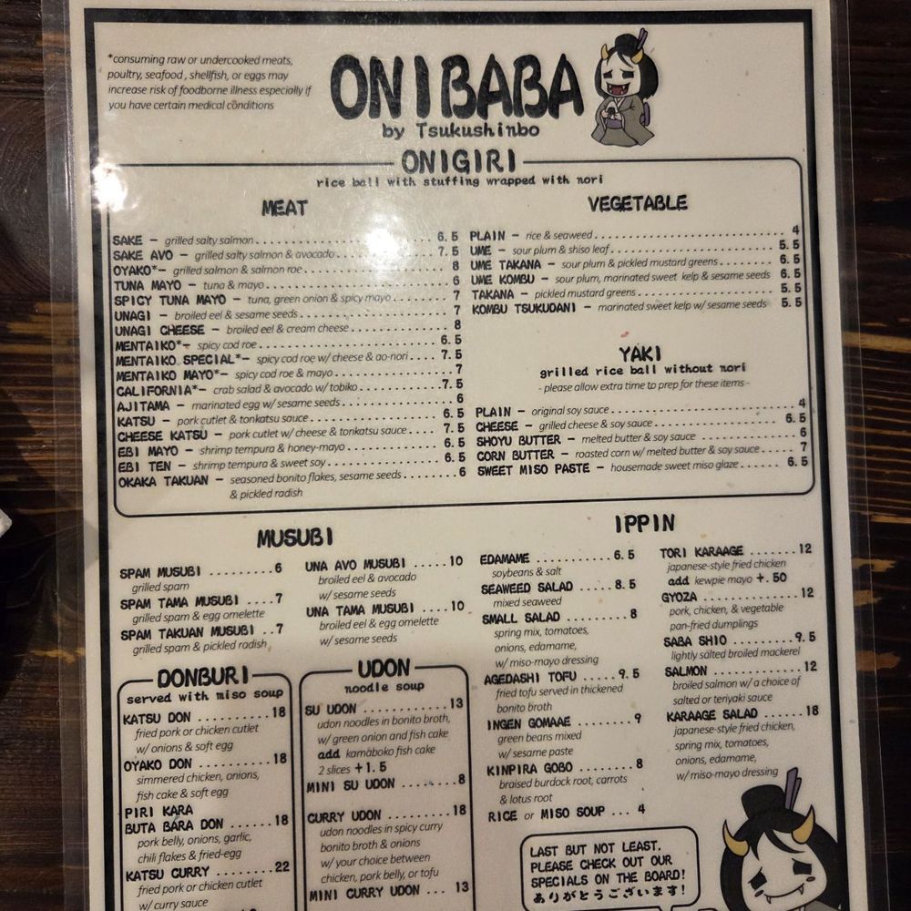 Onibaba - Menu (4/18/26) - Japanese Near Me - Seattle, Washington Onibaba - Menu (4/18/26) - Japanese Near Me - Seattle, Washington