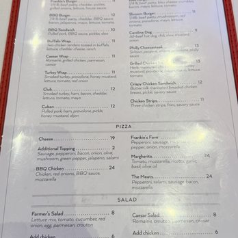 Frankie's - Menu - Amusement Parks Near Me - Huntersville, North Carolina Frankie's - Menu - Amusement Parks Near Me - Huntersville, North Carolina
