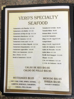 Menu photo 6 Vero's Pasadena, CA