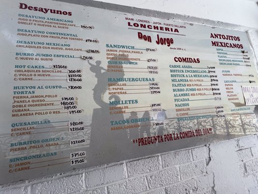 Menu photo 2 Loncheria Don Jorge Puerto Vallarta, JAL