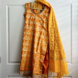Roopam Sarees - Marigold kurta with pants and dupatta
