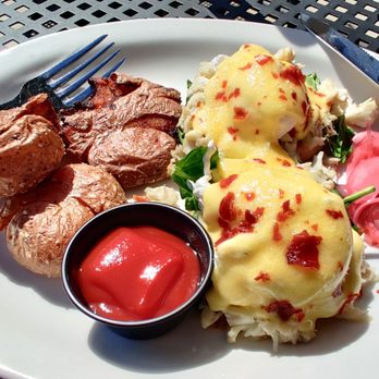Texas Bistro - Crab benedict. Lots of crab and the eggs are poached perfect. - New American Near Me - New Braunfels, Texas Texas Bistro - Crab benedict. Lots of crab and the eggs are poached perfect. - New American Near Me - New Braunfels, Texas