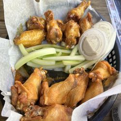 Courtyard Oyster Bar & Grill - Wings: top- sweet chili mixed with honey mustard, bottom- mild