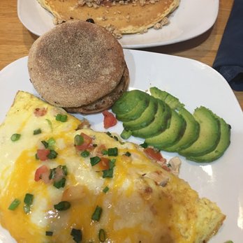 Brunchies - Omelette with a side of avocado and an English McMuffin with pancakes - Breakfast & Brunch Near Me - Tampa, Florida
