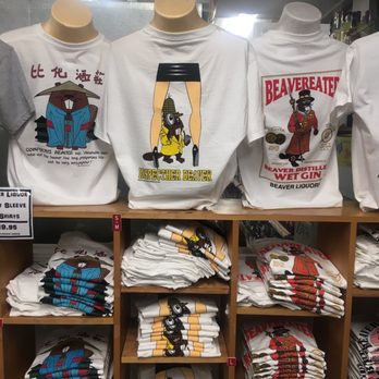 Beaver Liquors - a variety of t - shirts on display - Beer, Wine & Spirits Near Me - Avon, Colorado