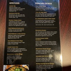 The Blackstone Bar and Grill - Dinner menu 1/2