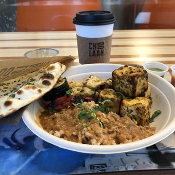 Choolaah - Paneer with tandoori veggies, brown rice, tikka sauce and chewy naan on the side. Free chutneys as condiments! - Indian Near Me - Pittsburgh, Pennsylvania Choolaah - Paneer with tandoori veggies, brown rice, tikka sauce and chewy naan on the side. Free chutneys as condiments! - Indian Near Me - Pittsburgh, Pennsylvania