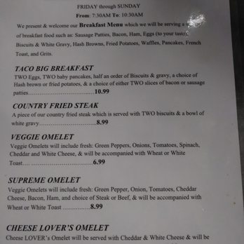 Taco City - a menu for a taco breakfast - Mexican Near Me - Sellersburg, Indiana