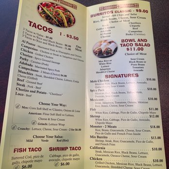 Taco-Tastic - Their menu - Mexican Near Me - Toms River, New Jersey