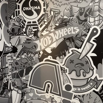 Dough co. - a wall full of stickers - Donuts Near Me - Gatineau, Quebec