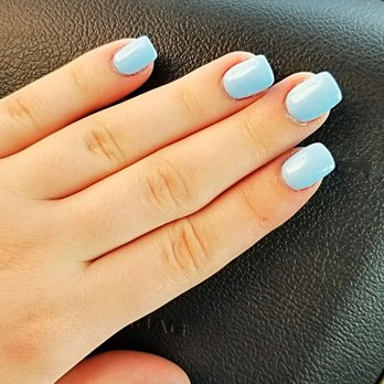Philly Nail & Spa - Light blue short gel nails. - Nail Salons Near Me - Lincoln, California
