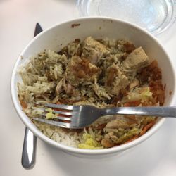 D'Jawa - Déjà entamé... poulet lait de coco et riz avec qqs carottes vapeur et oignon confits