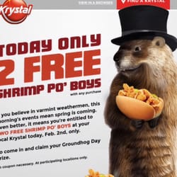 Krystal - 2 FREE shrimp po' boy sandwiches with purchase today!