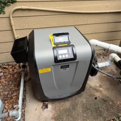 Drew Pools - Jandy JXiQ heater installed in Houston, TX! Clean install, reliable heating, and a pool ready for comfort. #Jandy #HoustonTX