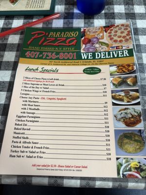 Menu photo 1 Pizza Paradiso Orlando, FL Menu photo 1 Pizza Paradiso Orlando, FL