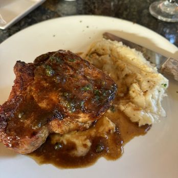 Rancho Santa Fe Bistro - Best pork chop ever! Lightly crisp on the outside, rich and tender and oh, so flavorful inside, served with peppercorn sauce. - New American Near Me - Rancho Santa Fe, California Rancho Santa Fe Bistro - Best pork chop ever! Lightly crisp on the outside, rich and tender and oh, so flavorful inside, served with peppercorn sauce. - New American Near Me - Rancho Santa Fe, California