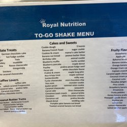 Royal Nutrition - Shake menu