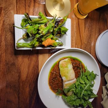 Fiorentini - Our main dish was the catch of the day, halibut absolutely perfect. With a side of Shishito peppers.. - Italian Near Me - Rutherford, New Jersey