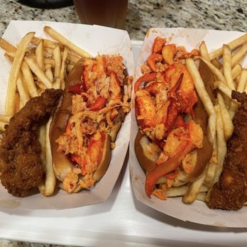 Angie's Lobster - Cold lobster left, warm on the right with fried half tails. - Fast Food Near Me - Surprise, Arizona Angie's Lobster - Cold lobster left, warm on the right with fried half tails. - Fast Food Near Me - Surprise, Arizona